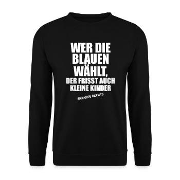 AfD stoppen gegen rechts Demokratie verteidigen - Unisex Pullover - Schwarz - Vorne - Alina (178cm) & Michal (187cm)