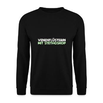 Venenflüsterin Mit Stethoskop - Unisex Pullover - Schwarz - Vorne - Alina (178cm) & Michal (187cm)