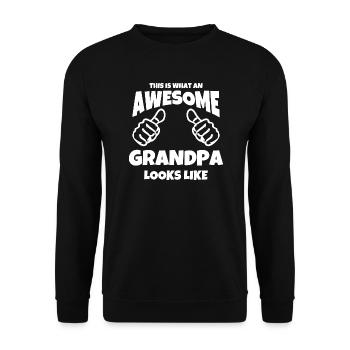 So sieht ein super GRANDPA Grossvater aus Geschenk - Unisex Pullover - Schwarz - Vorne - Alina (178cm) & Michal (187cm)