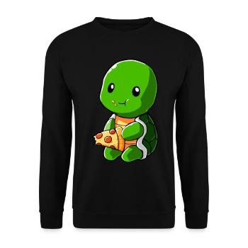 Schildkröte Pizza süß Essen - Unisex Pullover - Schwarz - Vorne - Alina (178cm) & Michal (187cm)