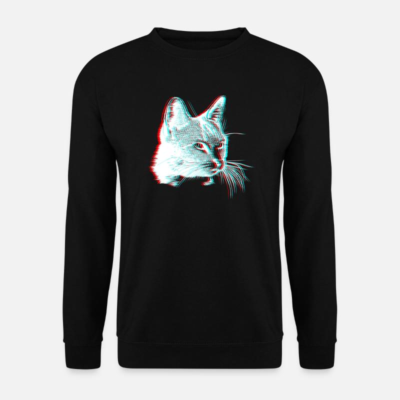 Chat 3D effet glitch illusion cadeau - Sweat-shirt Unisexe - noir