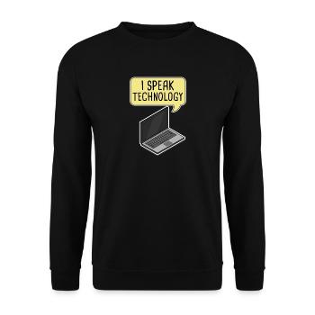 I speak technology. Computer IT Geek Repair - Unisex Pullover - Schwarz - Vorne - Alina (178cm) & Michal (187cm)