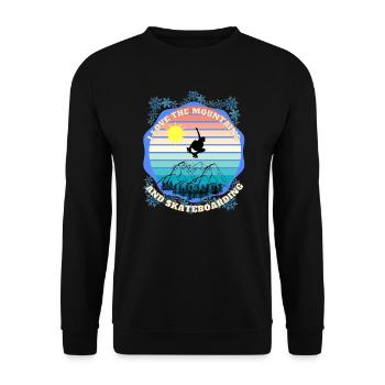 Ich liebe die schöne Natur mit Bergen und skaten - Unisex Pullover - Schwarz - Vorne - Alina (178cm) & Michal (187cm)