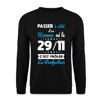 Anniversaire - Né le 29 Novembre Frôler perfection - Sweat-shirt Unisexe - noir - Devant - Alina (178cm) & Michal (187cm)