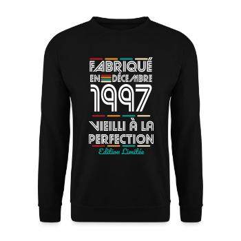 Anniversaire 25 ans - Fabriqué en Décembre 1997 - Sweat-shirt Unisexe - noir - Devant - Alina (178cm) & Michal (187cm)