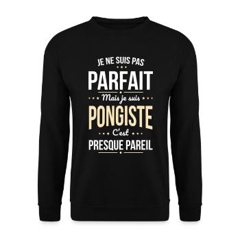 Je ne suis pas parfait mais je suis pongiste - Sweat-shirt Unisexe - noir - Devant - Alina (178cm) & Michal (187cm)
