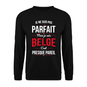 Je ne suis pas parfait mais je suis Belge - Sweat-shirt Unisexe - noir - Devant - Alina (178cm) & Michal (187cm)