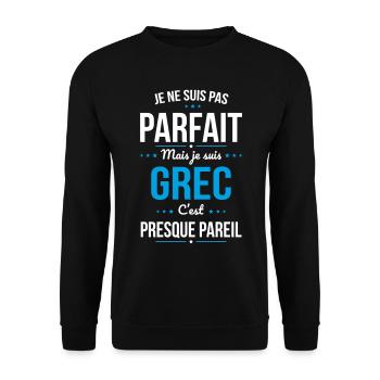 Je ne suis pas parfait mais je suis Grec - Sweat-shirt Unisexe - noir - Devant - Alina (178cm) & Michal (187cm)