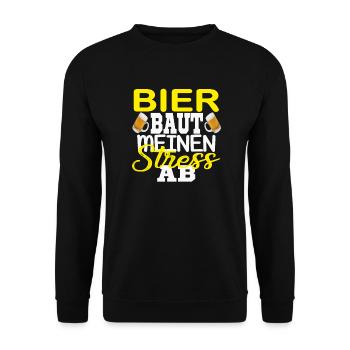 Bier Baut meinen Stress AB: Biertrinker Kostüm - Unisex Pullover - Schwarz - Vorne - Alina (178cm) & Michal (187cm)