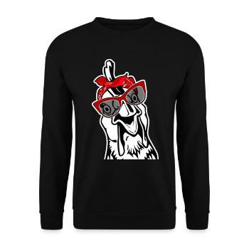 Süßes Huhn mit Bandana Stirnband Brille Mädchen - Unisex Pullover - Schwarz - Vorne - Alina (178cm) & Michal (187cm)
