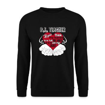 PE Teacher PE Teacher Full Heart - Unisex Sweatshirt - black - Front - Alina (178cm) & Michal (187cm)