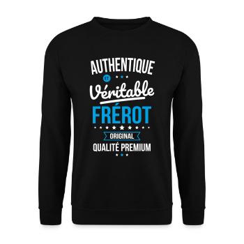 Authentique et véritable Frérot - Idée Cadeau - Sweat-shirt Unisexe - noir - Devant - Alina (178cm) & Michal (187cm)
