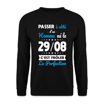 Anniversaire - Né le 29 Août Frôler perfection - Sweat-shirt Unisexe - noir - Devant - Alina (178cm) & Michal (187cm)