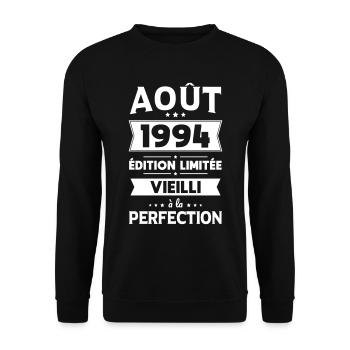 Anniversaire 30 ans - Août 1994 Perfection - Sweat-shirt Unisexe - noir - Devant - Alina (178cm) & Michal (187cm)