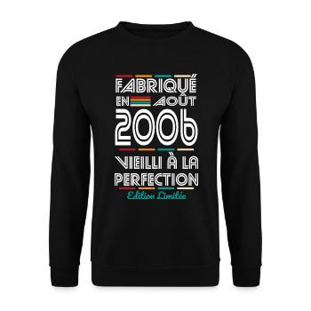 18-jähriges Jubiläum - Hergestellt im August 2006 - Unisex Pullover - Schwarz - Vorne - Alina (178cm) & Michal (187cm)