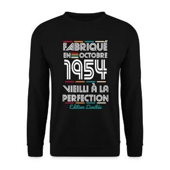 70 Year Anniversary - Made in October 1954 - Unisex Sweatshirt - black - Front - Alina (178cm) & Michal (187cm)