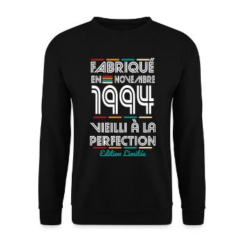 30th Birthday - Made in November 1994 - Unisex Sweatshirt - black - Front - Alina (178cm) & Michal (187cm)