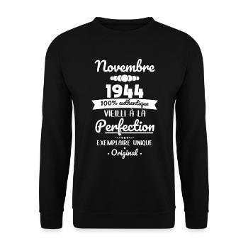 80th Birthday - November 1944 Original - Unisex Sweatshirt - black - Front - Alina (178cm) & Michal (187cm)
