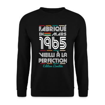 60th Anniversary - Made in March 1965 - Unisex Sweatshirt - black - Front - Alina (178cm) & Michal (187cm)