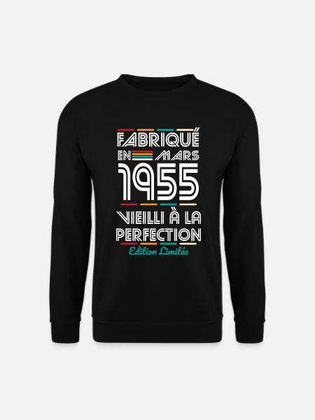 70-vuotisjuhla - valmistettu maaliskuussa 1955 - Unisex svetaripaita - musta