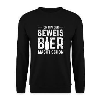 Ich Bin Der Beweis Bier Macht Schön - Unisex Pullover - Schwarz - Vorne - Alina (178cm) & Michal (187cm)