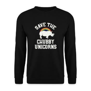 Save The Chubby Unicorns - Klimawandel - Unisex Pullover - Schwarz - Vorne - Alina (178cm) & Michal (187cm)