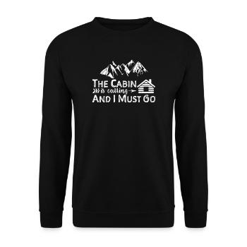 The Cabin Is Calling And I Must Go - Camping - Unisex Sweatshirt - black - Front - Alina (178cm) & Michal (187cm)