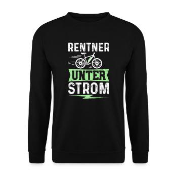 Rentner Unter Strom - E-Bike Fahrrad - Unisex Pullover - Schwarz - Vorne - Alina (178cm) & Michal (187cm)