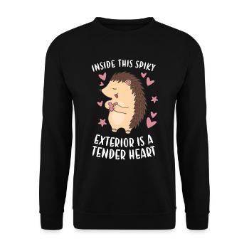Inside This Spiky Exterior Is A Tender Heart - Unisex Sweatshirt - black - Front - Alina (178cm) & Michal (187cm)