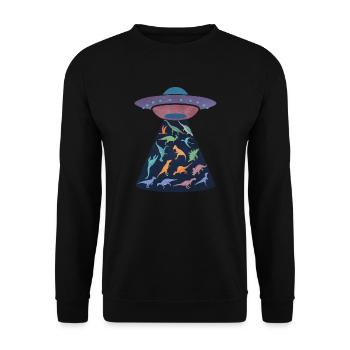 Raumschiff entführt Dinosaurier - Unisex Pullover - Schwarz - Vorne - Alina (178cm) & Michal (187cm)