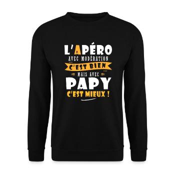 Papy Cadeau Humour papy cadeau papi papy - Sweat-shirt Unisexe - noir - Devant - Alina (178cm) & Michal (187cm)