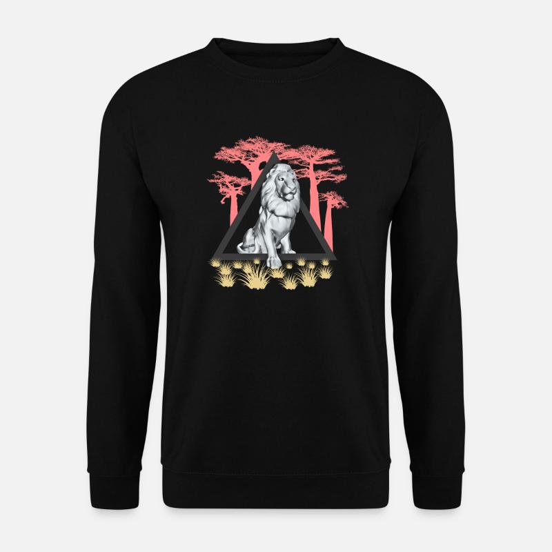 Löwe mit Mähne als Jäger in Afrika - Unisex Pullover - Schwarz