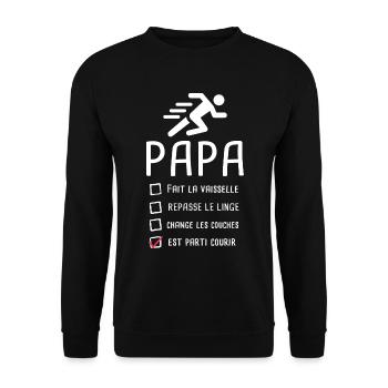 Papa est parti courir fête des pères footing - Sweat-shirt Unisexe - noir - Devant - Alina (178cm) & Michal (187cm)