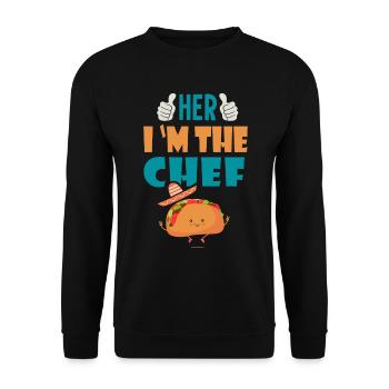 Ihr i m der Koch Geschenk Tacos Taco Mexiko - Unisex Pullover - Schwarz - Vorne - Alina (178cm) & Michal (187cm)