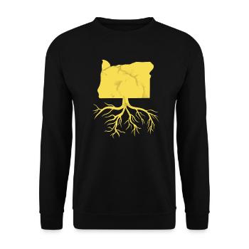 Wurzeln in Oregon Design für stolze Oregonianer - Unisex Pullover - Schwarz - Vorne - Alina (178cm) & Michal (187cm)