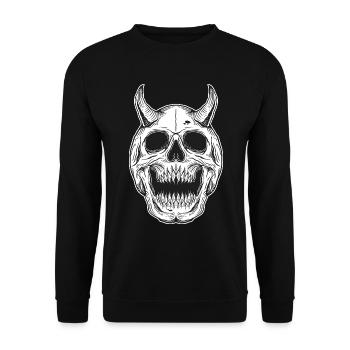 Skull Skull Horror Skeleton Halloween Metal - Unisex Sweatshirt - black - Front - Alina (178cm) & Michal (187cm)