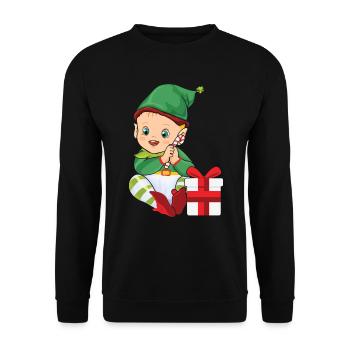Baby Weihnachts Elf / Weihnachten, Geschenk, - Unisex Pullover - Schwarz - Vorne - Alina (178cm) & Michal (187cm)