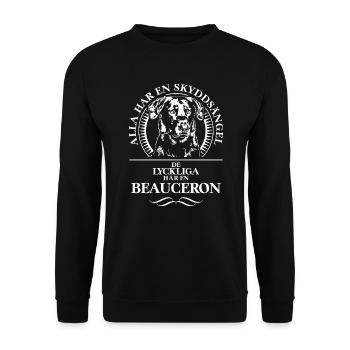 BEAUCERON Skyddsängel Hundespruch Hunde Wilsigns - Unisex Pullover - Schwarz - Vorne - Alina (178cm) & Michal (187cm)
