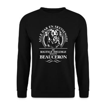 BEAUCERON Skytsengel Hundespruch Hunde Wilsigns - Unisex Pullover - Schwarz - Vorne - Alina (178cm) & Michal (187cm)