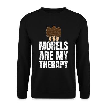 Morels Are My Therapy Morels Mushroom Pickers - Unisex Sweatshirt - black - Front - Alina (178cm) & Michal (187cm)
