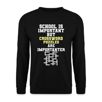 School Is Important Crossword Puzzle Importanter - Unisex Pullover - Schwarz - Vorne - Alina (178cm) & Michal (187cm)