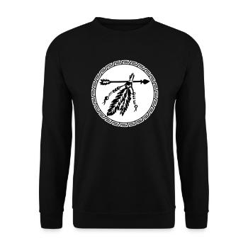 Flèche avec plumes, protection, natif américain - Sweat-shirt Unisexe - noir - Devant - Alina (178cm) & Michal (187cm)