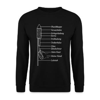Silvester Pyro Rakete - Unisex Pullover - Schwarz - Vorne - Alina (178cm) & Michal (187cm)