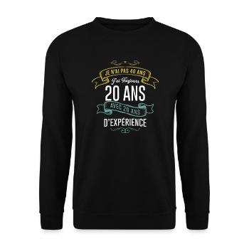 Anniversaire 40 ans cadeau humour - Sweat-shirt Unisexe - noir - Devant - Alina (178cm) & Michal (187cm)