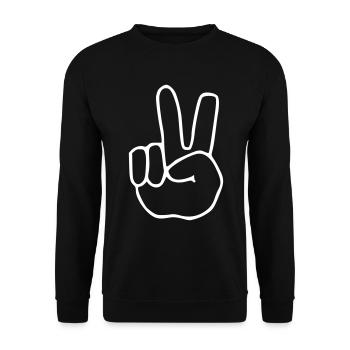 Emoji Peace Sketch White - Unisex Sweatshirt - black - Front - Alina (178cm) & Michal (187cm)