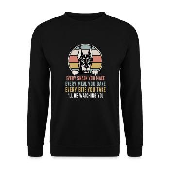 Dobermann Every Snack you make - Unisex Pullover - Schwarz - Vorne - Alina (178cm) & Michal (187cm)