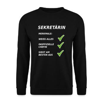 Sekretärin - Sekretär - Geschenk - Unisex Pullover - Schwarz - Vorne - Alina (178cm) & Michal (187cm)