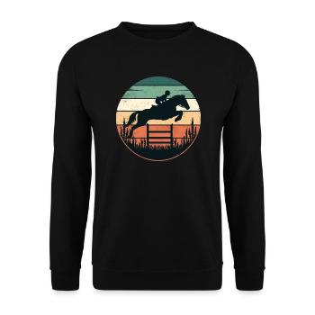 Reiten Reiter Reitsport Pferd - Unisex Pullover - Schwarz - Vorne - Alina (178cm) & Michal (187cm)