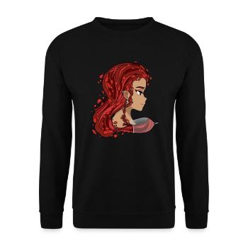 Vin Rouge Femme Rotwein Frau Manga Style Wein - Sweat-shirt Unisexe - noir - Devant - Alina (178cm) & Michal (187cm)