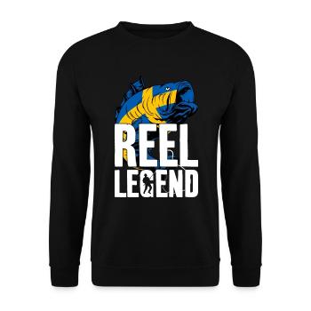 REEL LEGEND ANGLER ANGELN SCHWEDEN - Unisex Pullover - Schwarz - Vorne - Alina (178cm) & Michal (187cm)